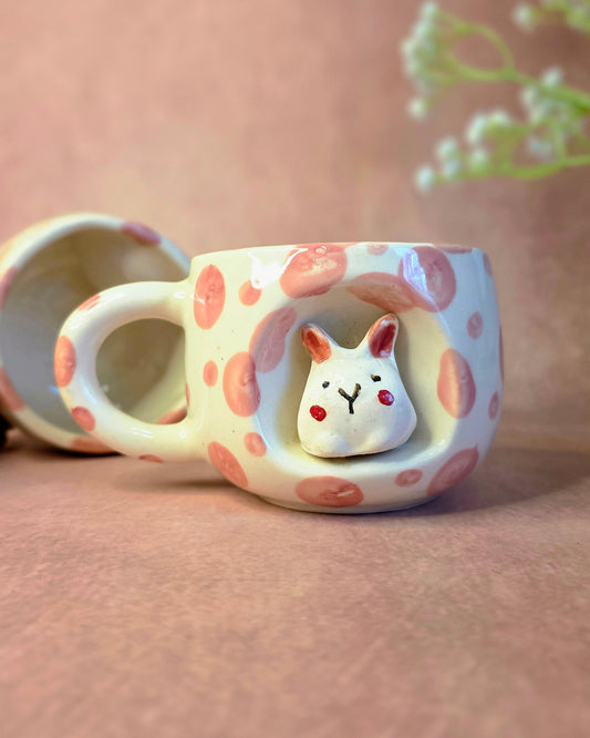 Peeking Bunny Pink Mug