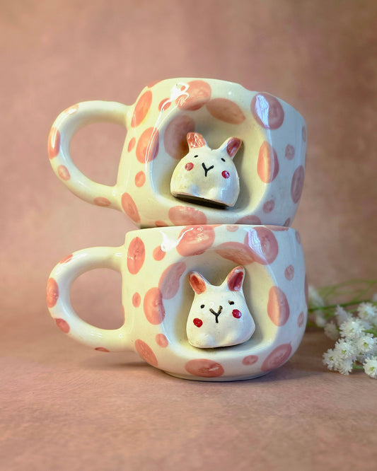 Peeking Bunny Pink Mug