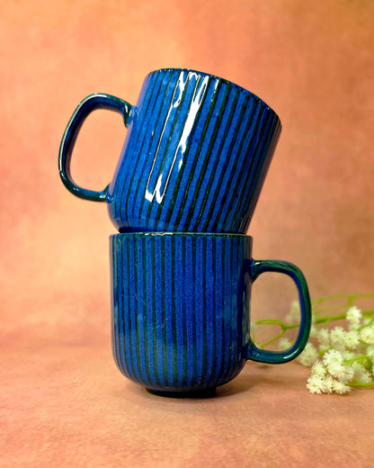 Coffee Date Mugs With Tray Set - Sapphire