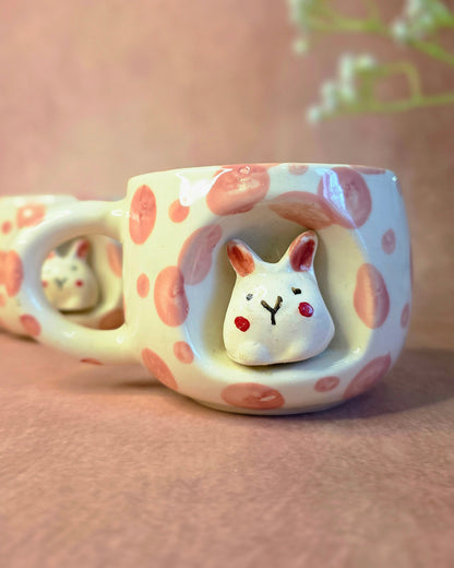 Peeking Bunny Pink Mug
