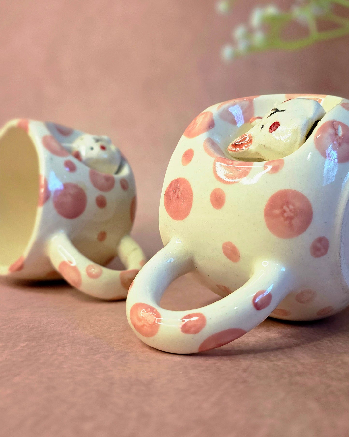 Peeking Bunny Pink Mug