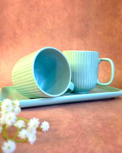 Coffee Date Mugs With Tray Set