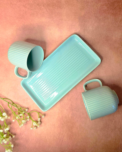 Coffee Date Mugs With Tray Set